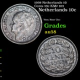 1939 Netherlands 10 Cents 10c KM# 163 Grades Choice AU/BU Slider