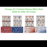 Group of 2 United States Mint Set in Original Government Packaging! From 2000-2001 with 40 Coins Ins