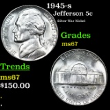 1945-s Jefferson Nickel 5c Grades GEM++ Unc