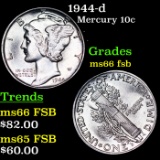 1944-d Mercury Dime 10c Grades GEM+ FSB