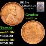 1912-s Lincoln Cent 1c Grades Select Unc BN By SEGS