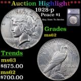 ***Auction Highlight*** 1928-p Peace Dollar $1 Grades Select Unc By SEGS (fc)