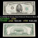 **Star Note** 1950D $5 Green Seal Federal Reserve Note (New York, NY) Grades vf++