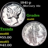 1941-p Mercury Dime 10c Grades GEM+ Unc