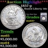 ***Auction Highlight*** 1857-p Seated Half Dollar 50c Graded ms64+ By SEGS (fc)