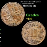 1883 Mexico (Second Republic) 2 Centavos KM# 395 Grades vf++