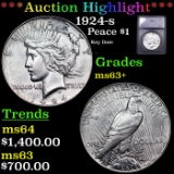 ***Auction Highlight*** 1924-s Peace Dollar $1 Grades Select+ Unc By SEGS (fc)