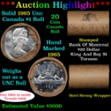 ***Auction Highlight*** Full Roll of Silver 1965 Canadian Dollar with Queen Elizabeth II, 20 Coins i