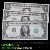 3x Consecutive 1963A $1 Federal Reserve Notes (Philadelphia, PA), All CU Grades CU