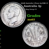 1944S Australia 3 Pence 3p KM# 37 Grades Select Unc