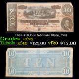 1864 $10 Confederate Note, T68 Grades vf++