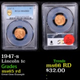 PCGS 1947-s Lincoln Cent 1c Graded ms65 rd By PCGS