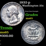 1932-p Washington Quarter 25c Grades GEM Unc