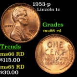 1953-p Lincoln Cent 1c Grades GEM+ Unc RD