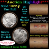 ***Auction Highlight*** Full solid date 1922-p Uncirculated Peace silver dollar roll, 20 coins (fc)