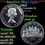 ***Auction Highlight*** 1963 Canada Dollar $1 Graded ms67 pl By SEGS (fc)