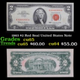 1963 $2 Red Seal United States Note Grades Gem CU