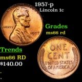 1957-p Lincoln Cent 1c Grades GEM+ Unc RD