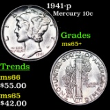 1941-p Mercury Dime 10c Grades GEM+ Unc