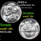 1943-s Jefferson Nickel 5c Grades GEM++ 5fs