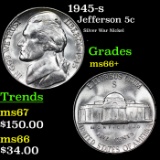 1945-s Jefferson Nickel 5c Grades GEM++ Unc