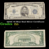 1934C $5 Blue Seal Silver Certificate Grades f+