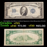 1934 $10 Blue Seal Silver Certificate Signatures Julian/Morgenthau FR-2005 Grades vf+