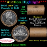 ***Auction Highlight*** Full Roll of Silver 1965 Canadian Dollar with Queen Elizabeth II, 20 Coins i