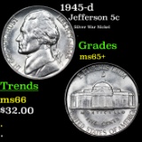 1945-d Jefferson Nickel 5c Grades GEM+ Unc