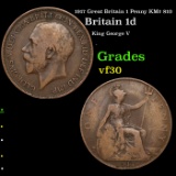 1917 Great Britain 1 Penny KM# 810 Grades vf++