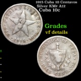 1915 Cuba 10 Centavos Silver KM# A12 Grades vf details