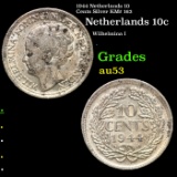 1944 Netherlands 10 Cents Silver KM# 163 Grades Select AU