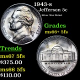 1943-s Jefferson Nickel 5c Grades GEM++ 5fs