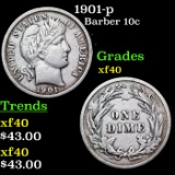 1901-p Barber Dime 10c Grades xf