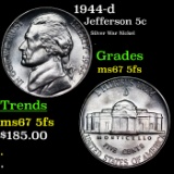 1944-d Jefferson Nickel 5c Grades GEM++ 5fs