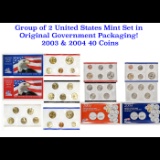 Group of 2 United States Mint Set in Original Government Packaging! From 2003-2004 with 42 Coins Ins