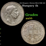 1915 Hungary 1 Korona Silver KM# 492 Grades Choice AU