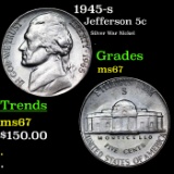 1945-s Jefferson Nickel 5c Grades GEM++ Unc