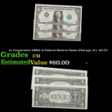 3x Consecutive 1988A $1 Federal Reserve Notes (Chicago, IL), All CU Grades CU