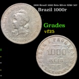 1909 Brazil 1000 Reis Silver KM# 507 Grades vf+