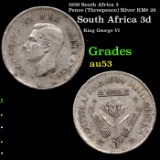 1939 South Africa 3 Pence (Threepence) Silver KM# 26 Grades Select AU