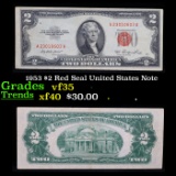 1953 $2 Red Seal United States Note Grades vf++