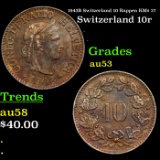 1943B Switzerland 10 Rappen KM# 27 Grades Select AU