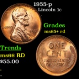 1955-p Lincoln Cent 1c Grades Gem+ Unc RD