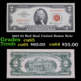 1963 $2 Red Seal United States Note Grades Gem CU