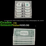 5x Consecutive 1974 $1 Federal Reserve Notes (Philadelphia, PA), All CU Grades CU