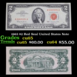 1963 $2 Red Seal United States Note Grades Gem CU