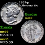 1931-p Mercury Dime 10c Grades GEM+ Unc