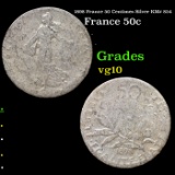 1898 France 50 Centimes Silver KM# 854 Grades vg+