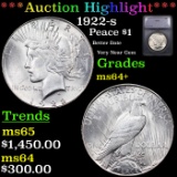 ***Auction Highlight*** 1922-s Peace Dollar $1 Grades Choice+ Unc By SEGS (fc)